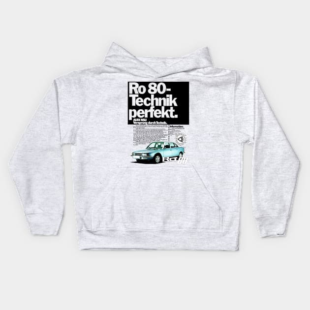 NSU Ro80 - advert Kids Hoodie by Throwback Motors